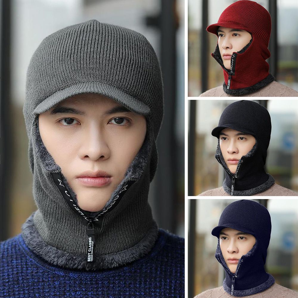 56-61CM Casual Outdoor Cycling Fashion Men Fleece Hat Winter Knitted Hat Sunhat Bomber Hats Warmth Peaked Cap